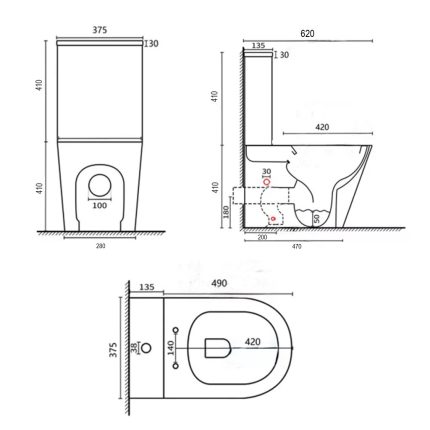 Eros ES AVVA monoblokk WC - perem nélküli - WC ülőkével komplett
