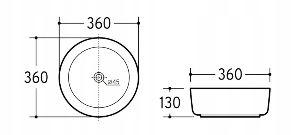 Eros SIMPLE 8 - PULTRA ültethető - Top Counter - porcelán mosdó - 36 x 36 x 13 cm - Image 4