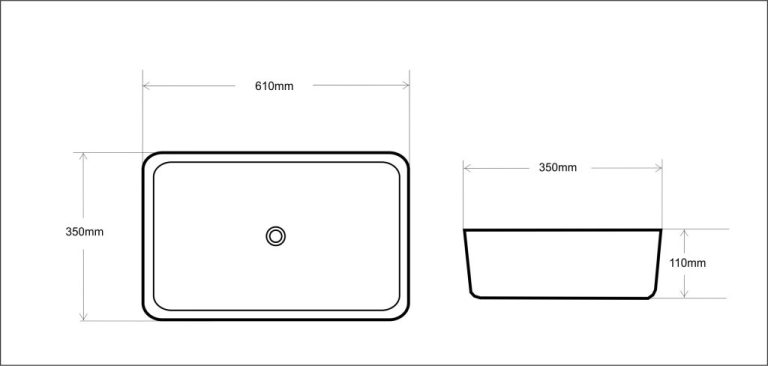 Eros SLIM 2 - PULTRA ültethető - Top Counter - porcelán mosdó - 61 x 35 x 11 cm - Image 5