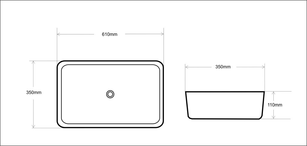 Eros SLIM 2 - PULTRA ültethető - Top Counter - porcelán mosdó - 61 x 35 x 11 cm - Image 5