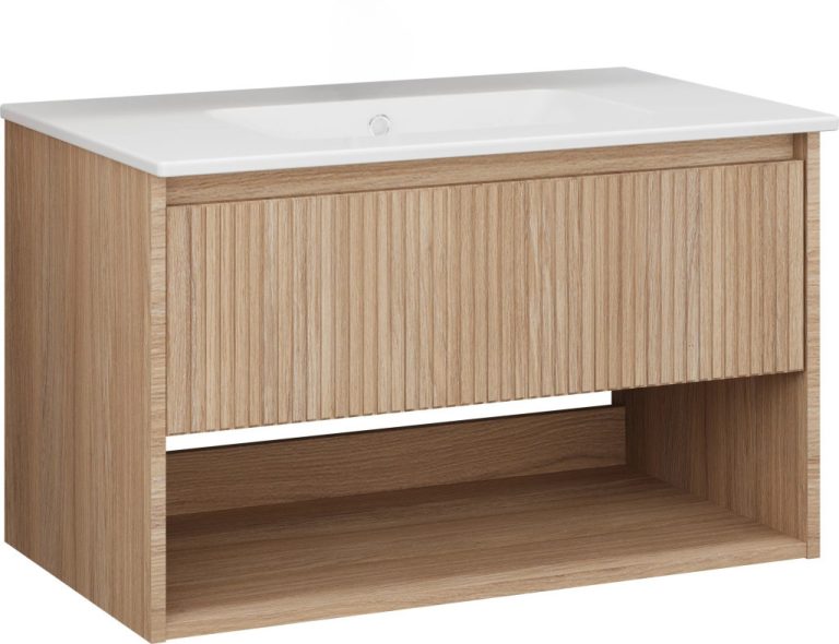 TMP SLIM STRIPE 60 fali függesztett fürdőszobabútor - SKY E-8099-60 porcelán mosdóval - 61 x 46 cm - Image 2