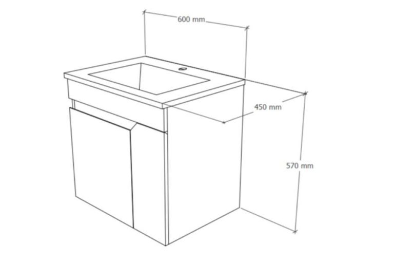 TMP VISION 60 fali függesztett fürdőszobai bútor - SKY E-8099-60 porcelán mosdóval - 61 x 46 x 56 cm - Image 8