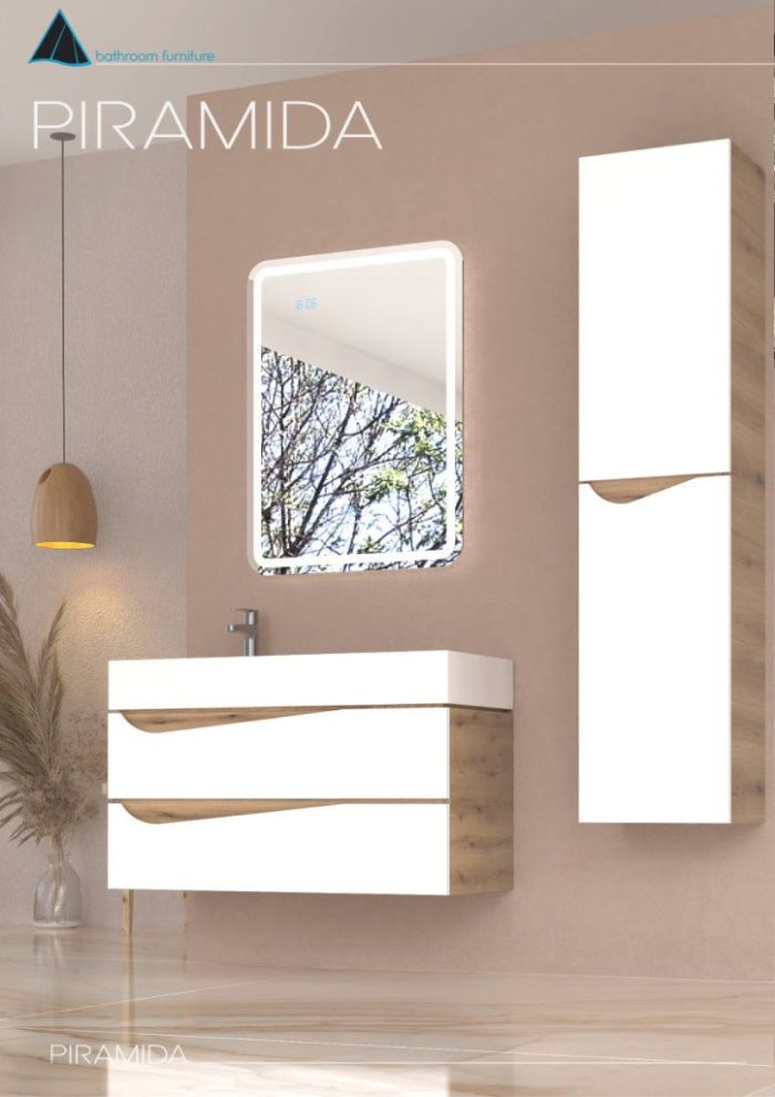 Viva AURA fürdőszoba tükör - érintőkapcsolós - páramenetesítős - órával - LED - ÁLLÓ - 60 x 80 cm