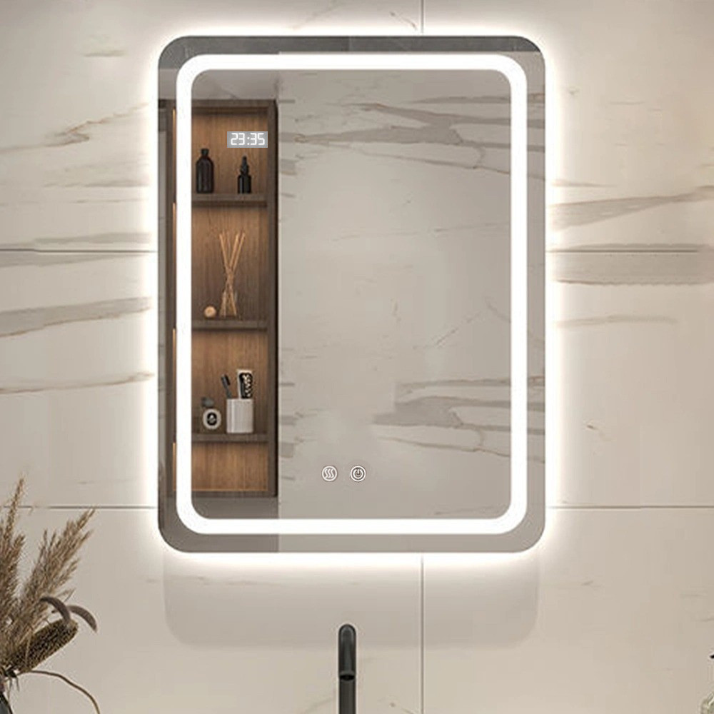 Viva AURA fürdőszoba tükör - érintőkapcsolós - páramenetesítős - órával - LED - ÁLLÓ - 60 x 80 cm - Image 7