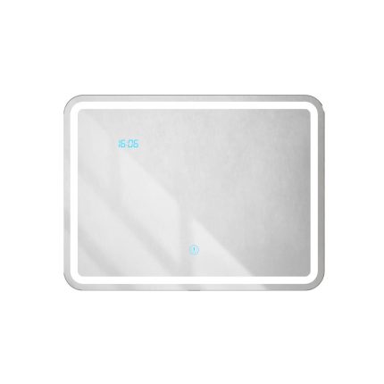 Viva AURA fürdőszoba tükör - érintőkapcsolós - páramenetesítős - órával - LED - FEKVŐ - 80 x 60 cm