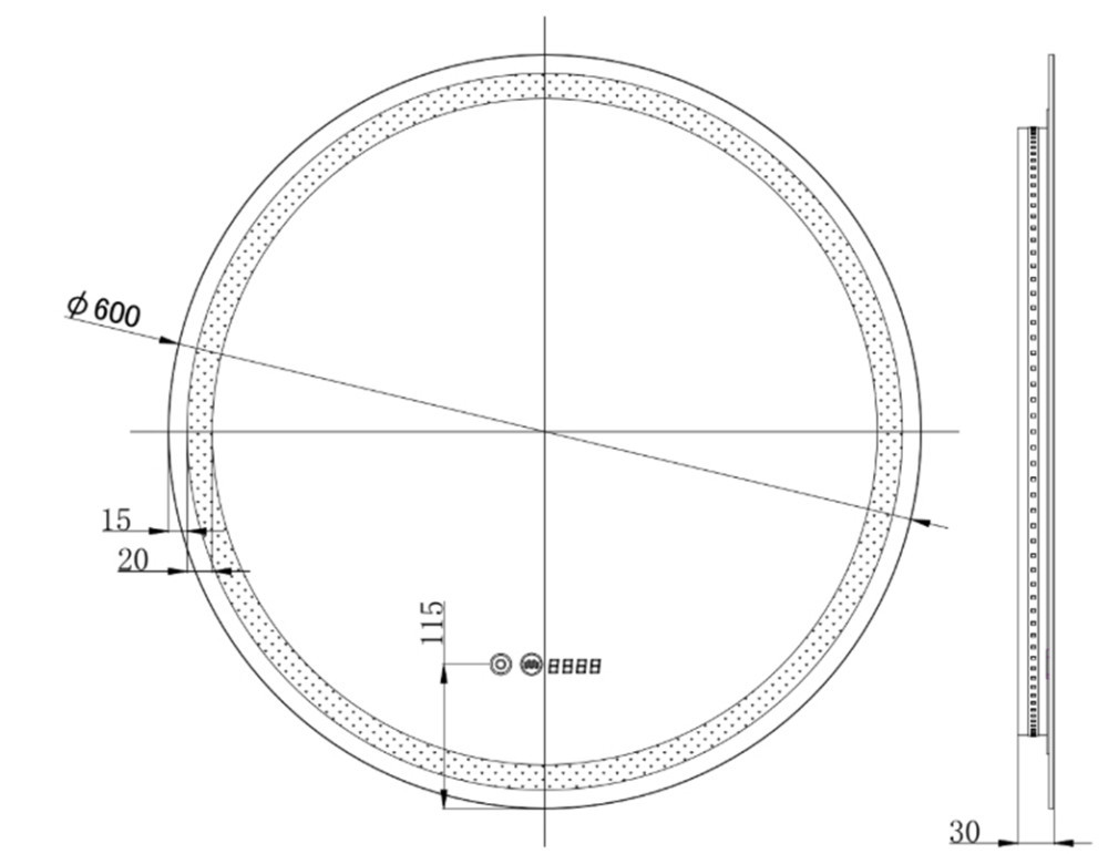 Viva AURA fürdőszoba tükör - érintőkapcsolós - páramenetesítős - órával - LED - KEREK - átmérő 60cm - Image 4