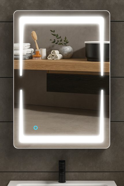 Viva AURA NORD fürdőszobai tükör - érintőkapcsolóval - LED - ÁLLÓ / FEKVŐ - 60 x 80 cm