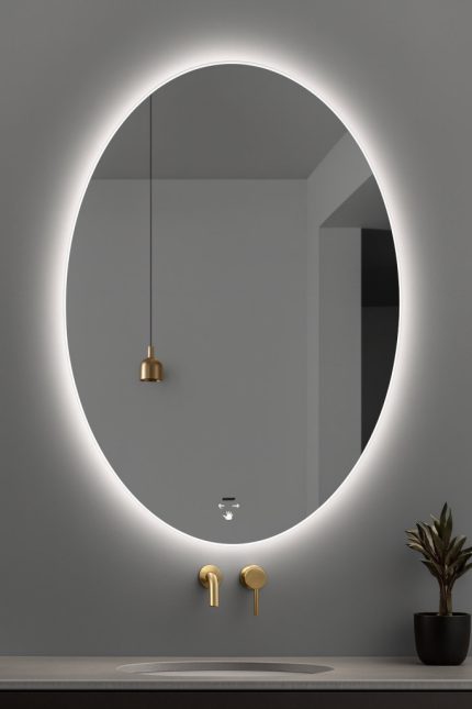 Viva AURA PINO 60 fürdőszoba tükör - érintésmentes - AMBIENT LED - ELIPSZIS -ÁLLÓ - 60x80 cm