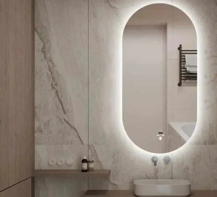 Viva AURA PINO 50 fürdőszoba tükör - érintésmentes - AMBIENT LED - OVÁLIS - ÁLLÓ - 50x90 cm