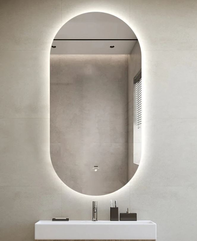 Viva AURA PINO 50 fürdőszoba tükör - érintésmentes - AMBIENT LED - OVÁLIS - ÁLLÓ - 50x90 cm