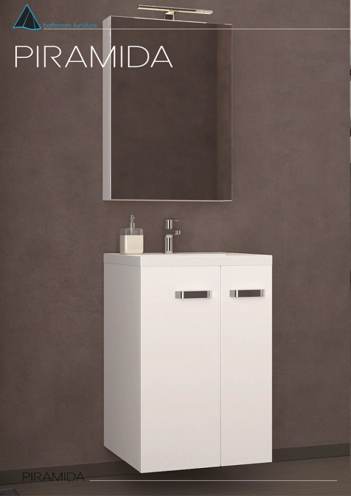 Piramida EURIDIKA 50L fali / álló fürdőszobabútor - műmárvány mosdóval - 50 x 75 x 38 cm