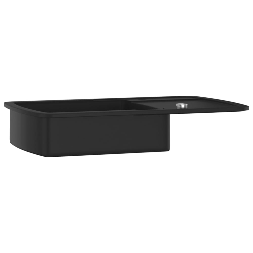 vidaXL fekete, egymedencés gránit mosogatótálca - Image 4