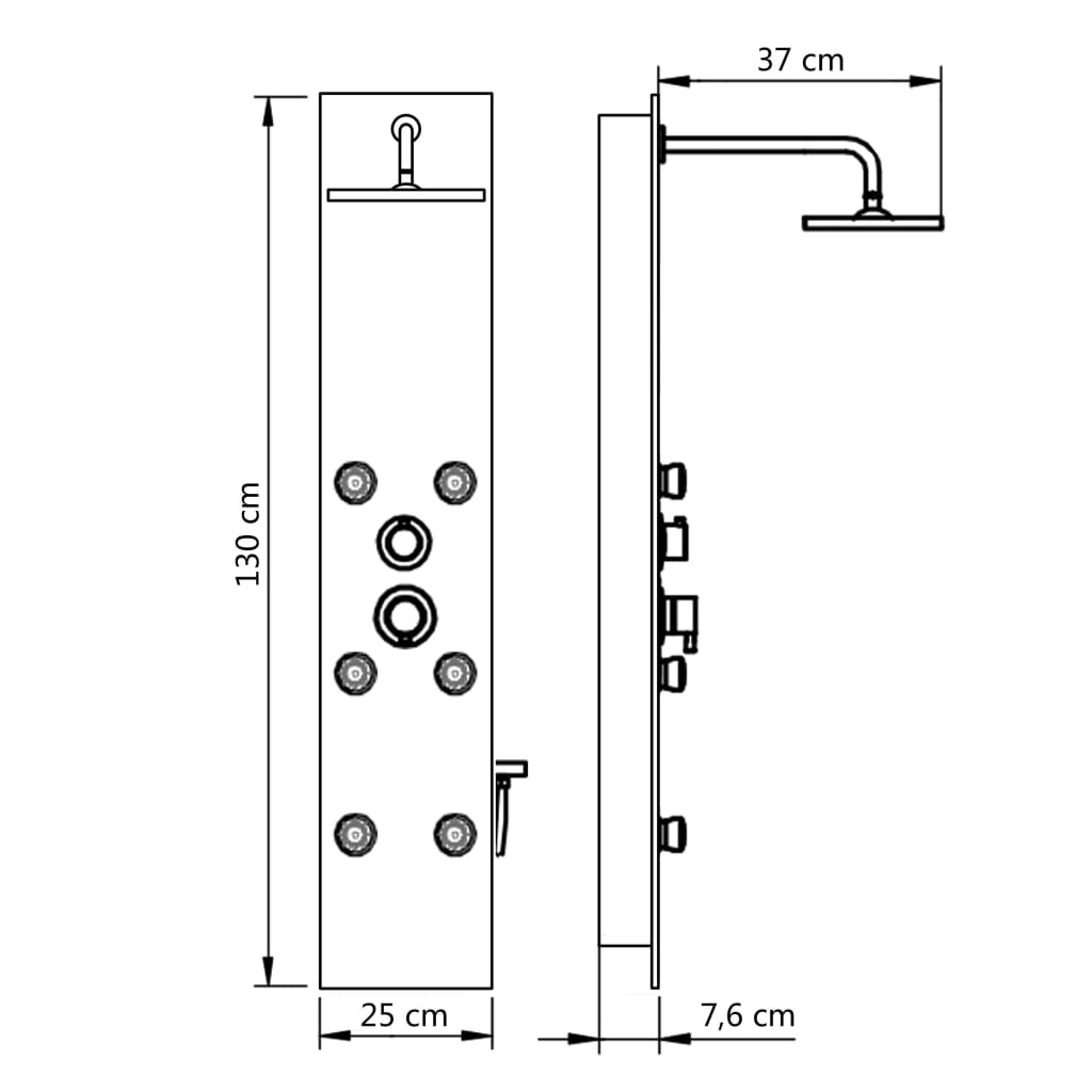 vidaXL fehér üveg zuhanypanel 25 x 44,6 x 130 cm - Image 9