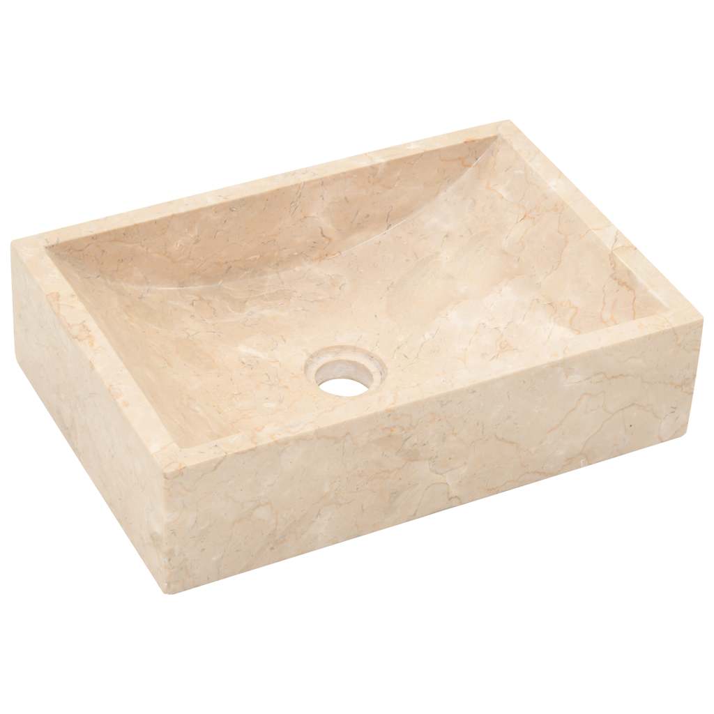 vidaXL magasfényű krémszínű márvány mosdókagyló 45 x 30 x 12 cm - Image 4