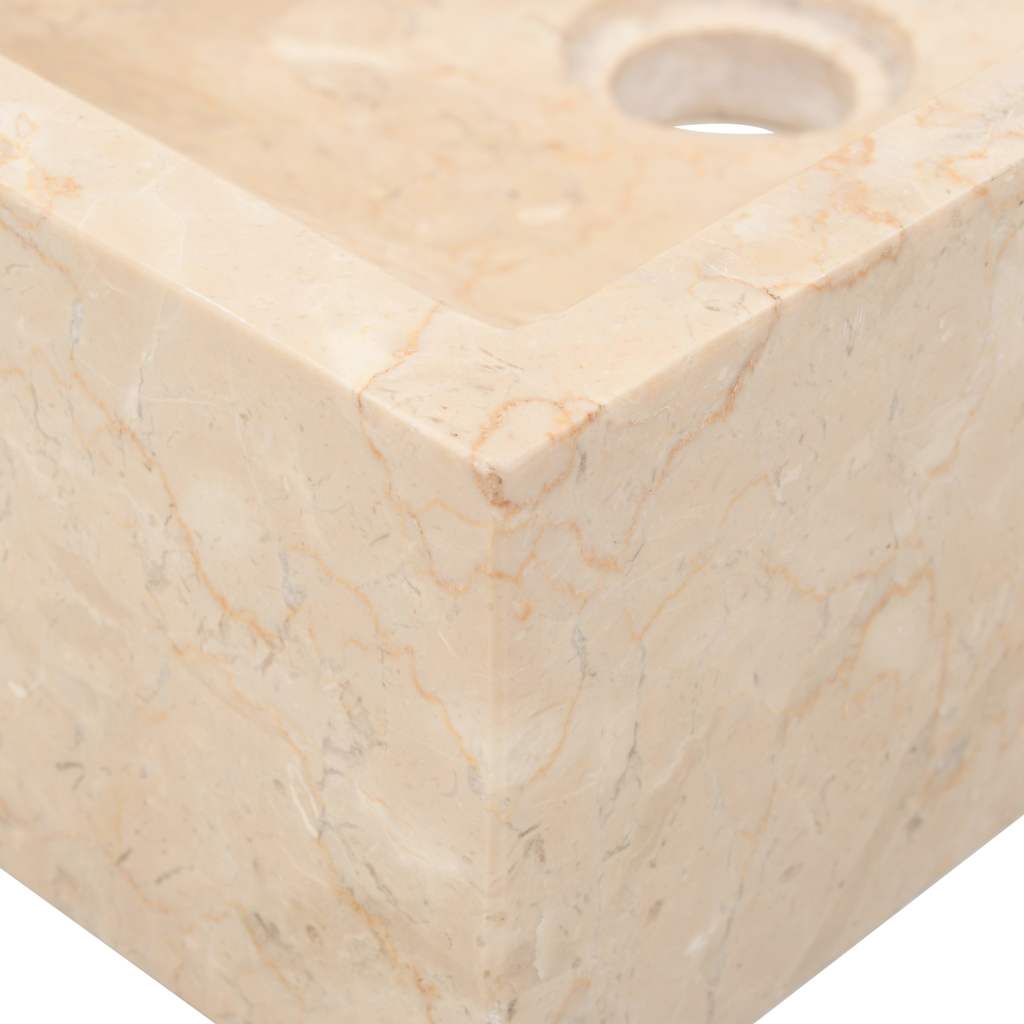 vidaXL magasfényű krémszínű márvány mosdókagyló 45 x 30 x 12 cm - Image 8