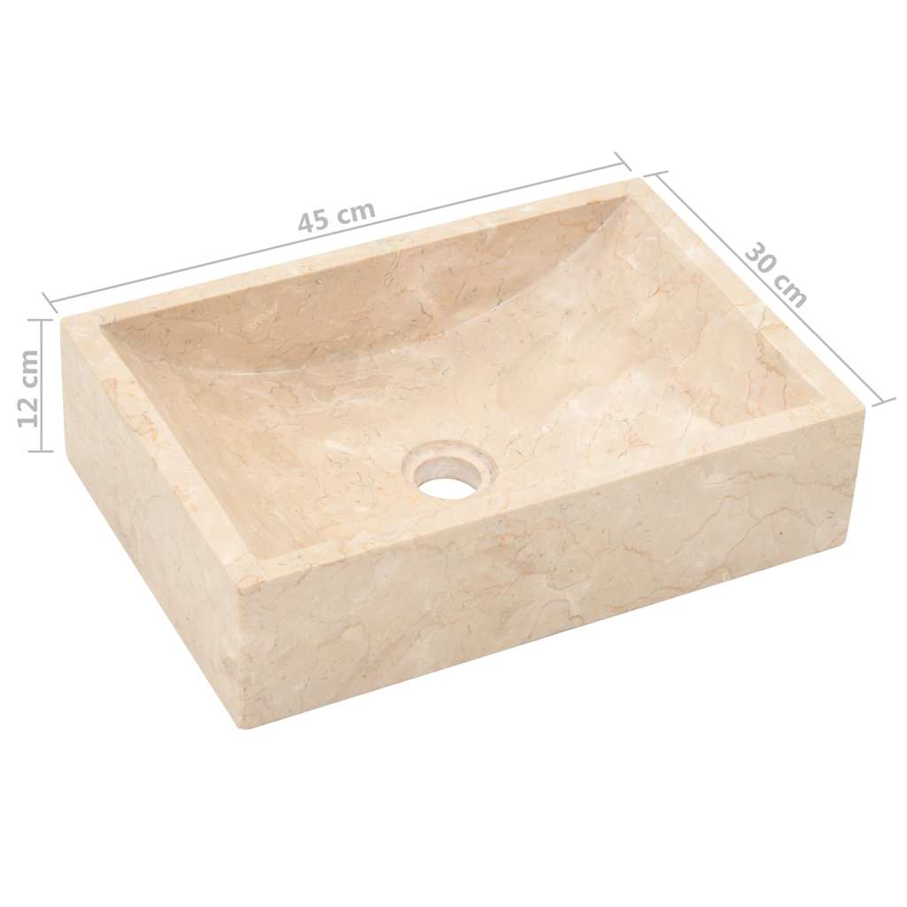 vidaXL magasfényű krémszínű márvány mosdókagyló 45 x 30 x 12 cm - Image 11