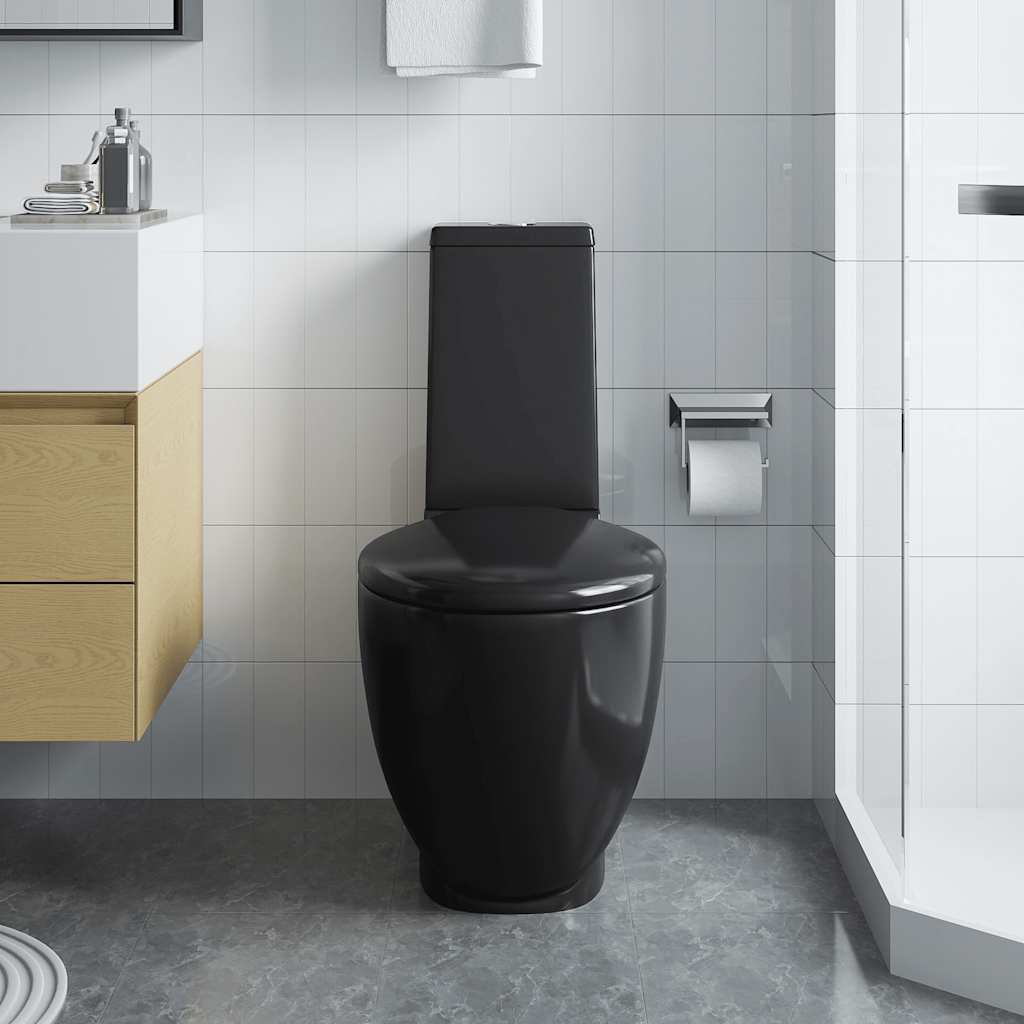 vidaXL fekete kerámia WC öblítőrendszerrel - Image 3