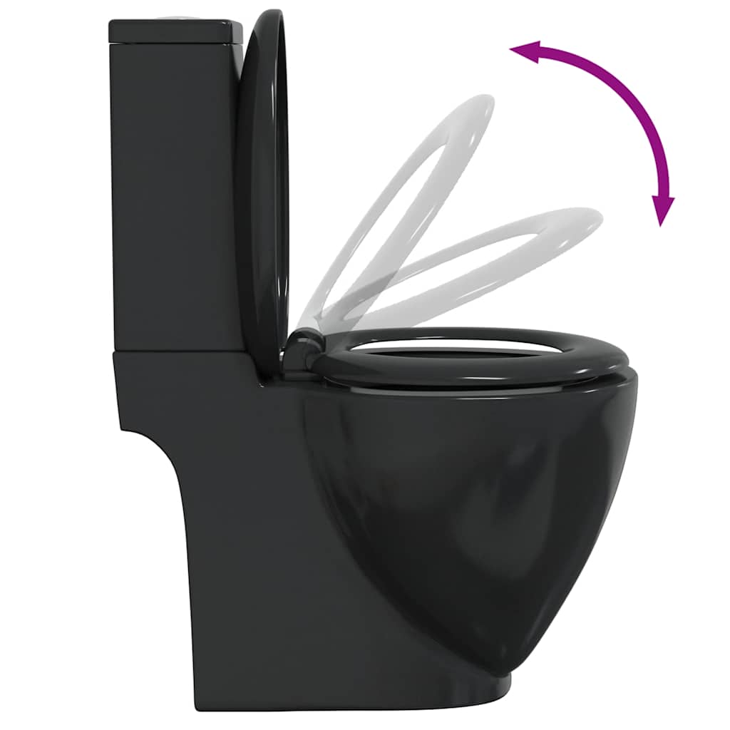 vidaXL fekete kerámia WC öblítőrendszerrel - Image 7