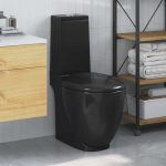 vidaXL fekete kerámia WC öblítőrendszerrel