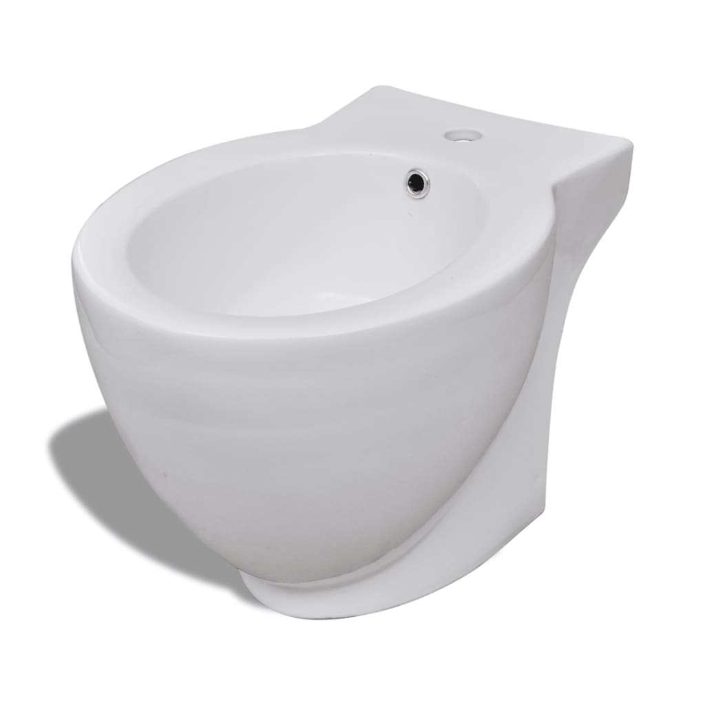 vidaXL kiváló minőségű, fehér, kerek kerámia bidé - Image 2