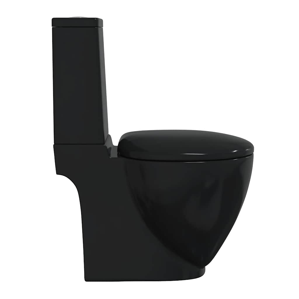 vidaXL fekete kerámia fürdőszobai kerek WC - Image 5