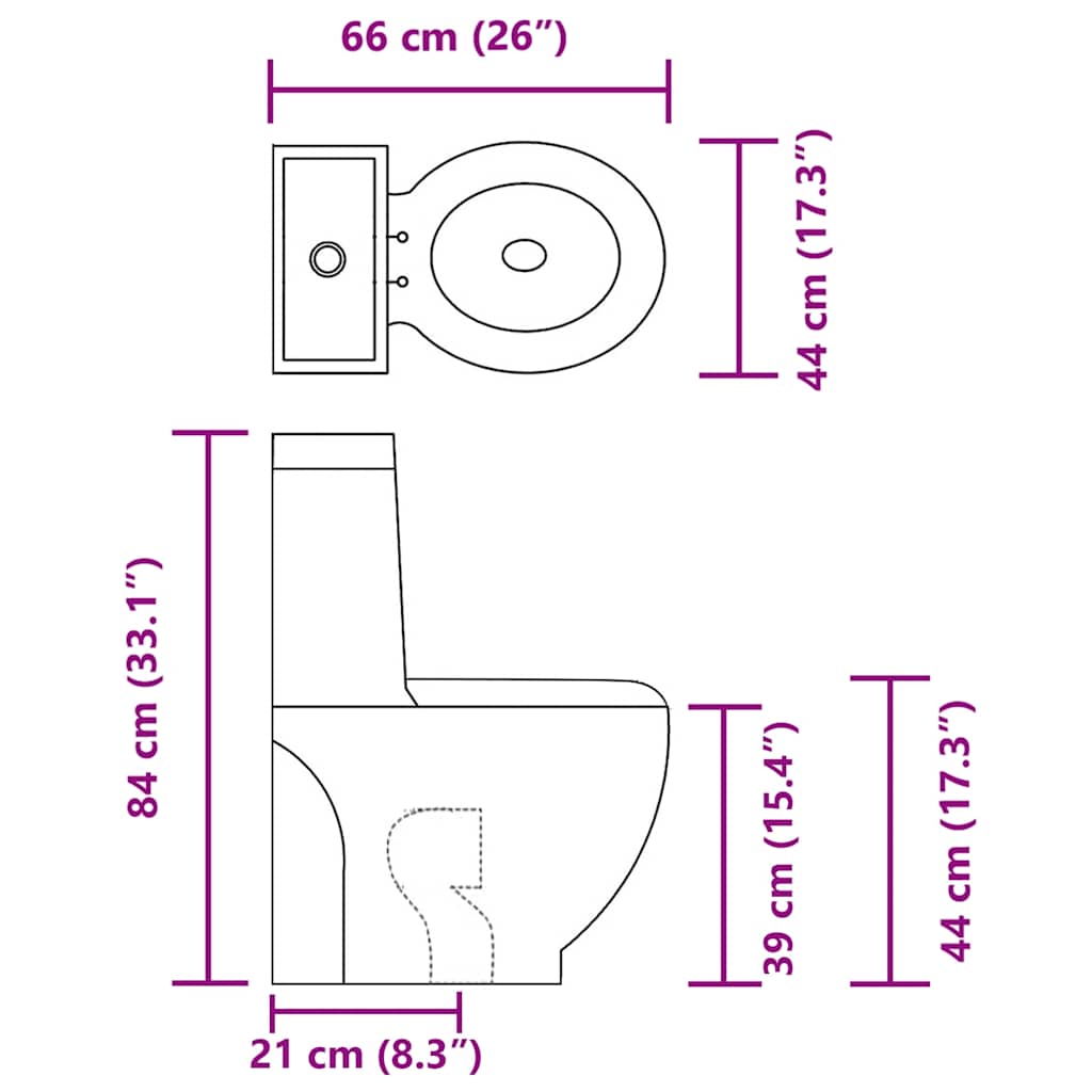vidaXL fekete kerámia fürdőszobai kerek WC - Image 9