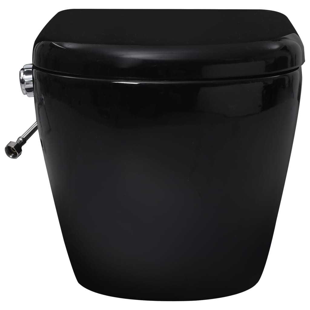 vidaXL fekete perem nélküli fali kerámia-WC bidével - Image 8
