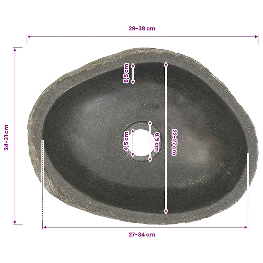 vidaXL ovális folyami kő mosdókagyló (29-38) x (24-31) cm - Image 6