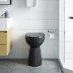 vidaXL fekete kerámia perem nélküli WC 7 cm extra magasság Soft Close