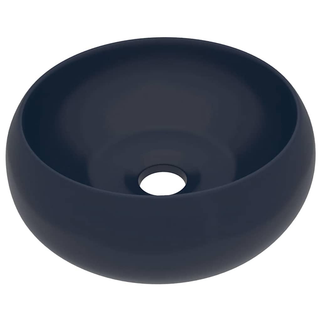 vidaXL kerek matt sötétkék kerámia luxus mosdókagyló 40 x 15 cm - Image 2