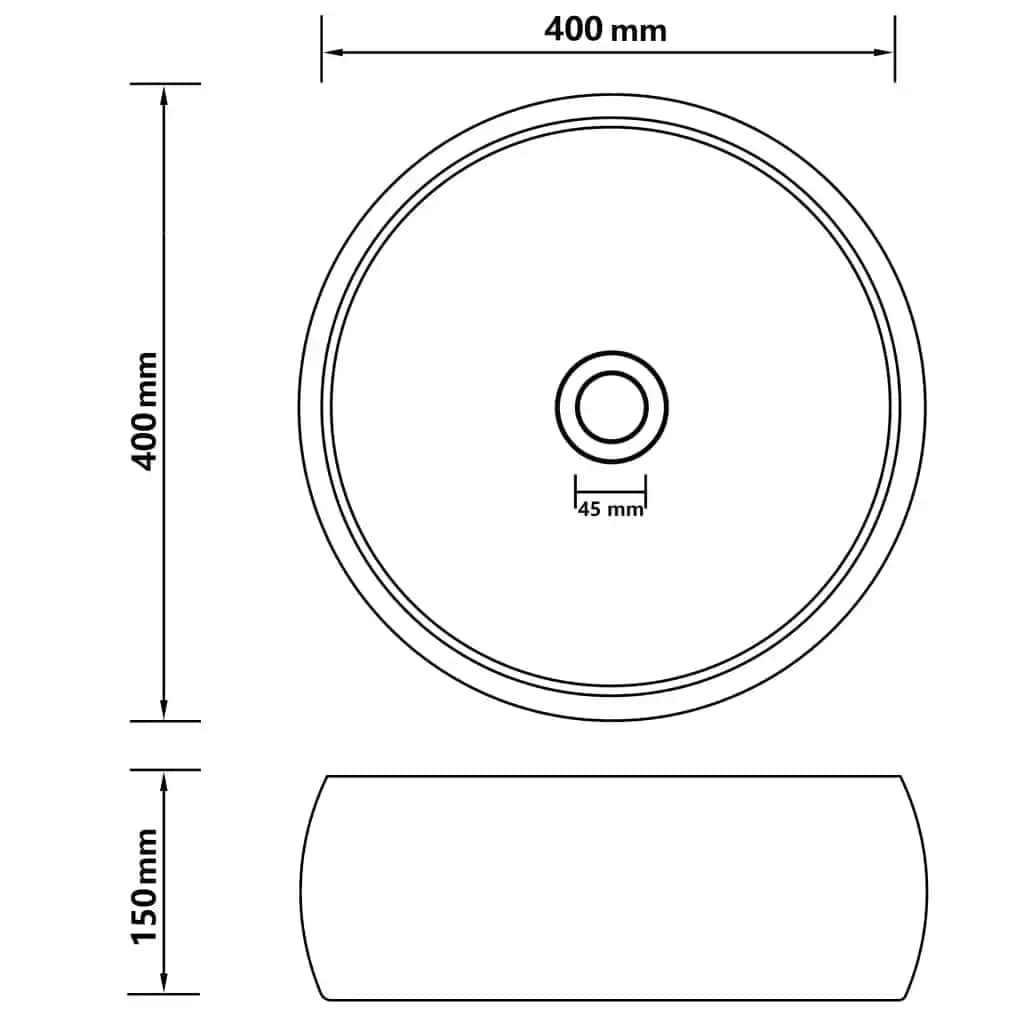 vidaXL kerek matt sötétkék kerámia luxus mosdókagyló 40 x 15 cm - Image 6
