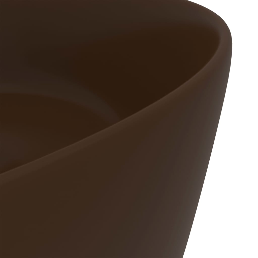 vidaXL kerek matt sötétbarna kerámia luxus mosdókagyló 40 x 15 cm - Image 5