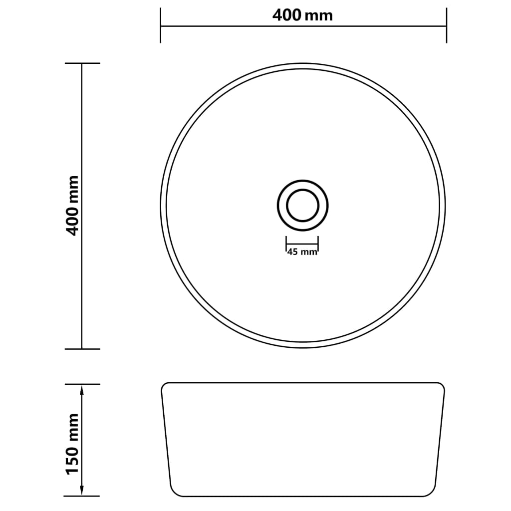 vidaXL kerek matt sötétbarna kerámia luxus mosdókagyló 40 x 15 cm - Image 6