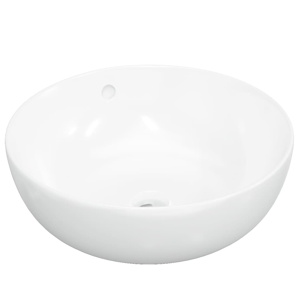 vidaXL fehér kerek kerámia mosdókagyló 44x17 cm - Image 2