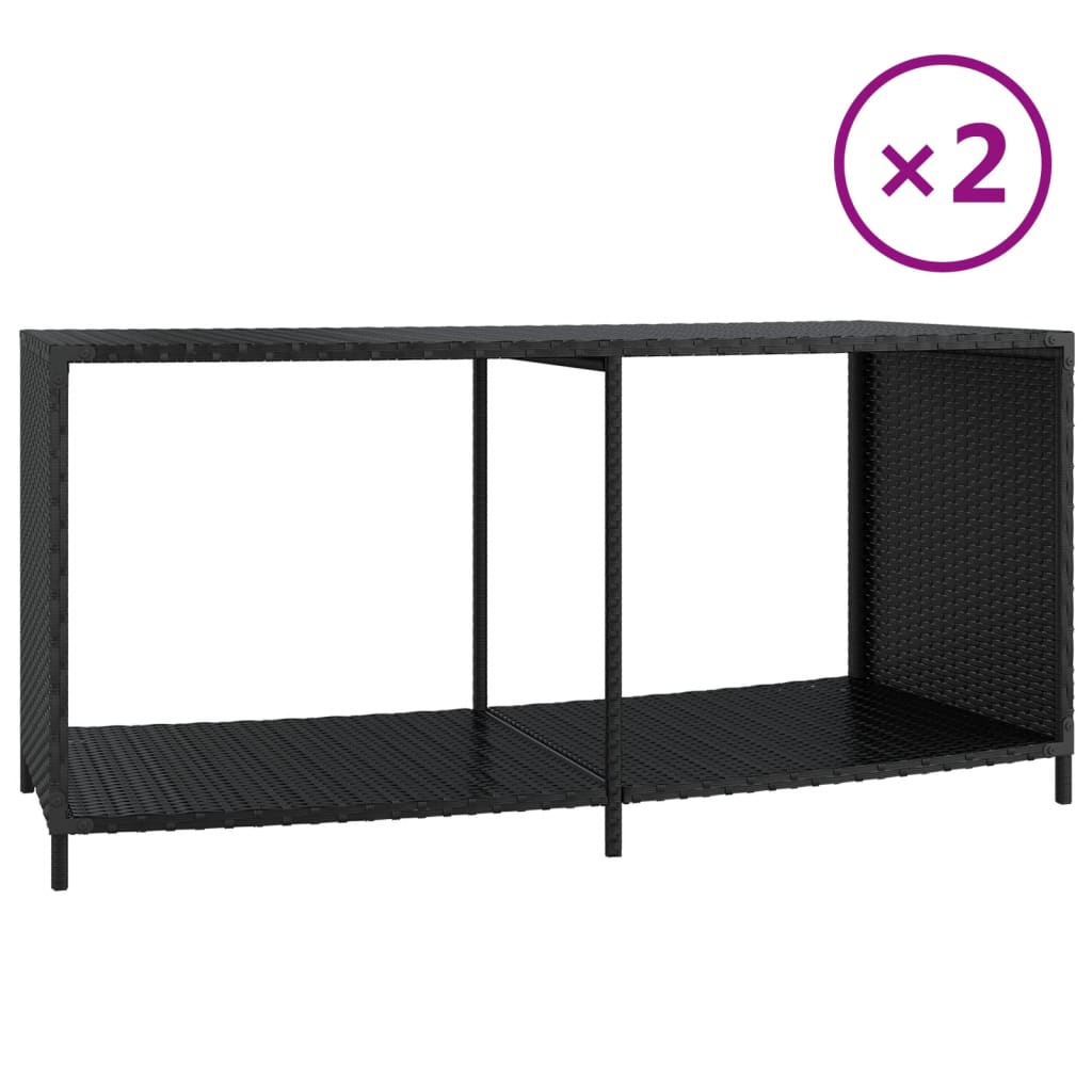 vidaXL 2 db fekete polyrattan tárolópolc - Image 2