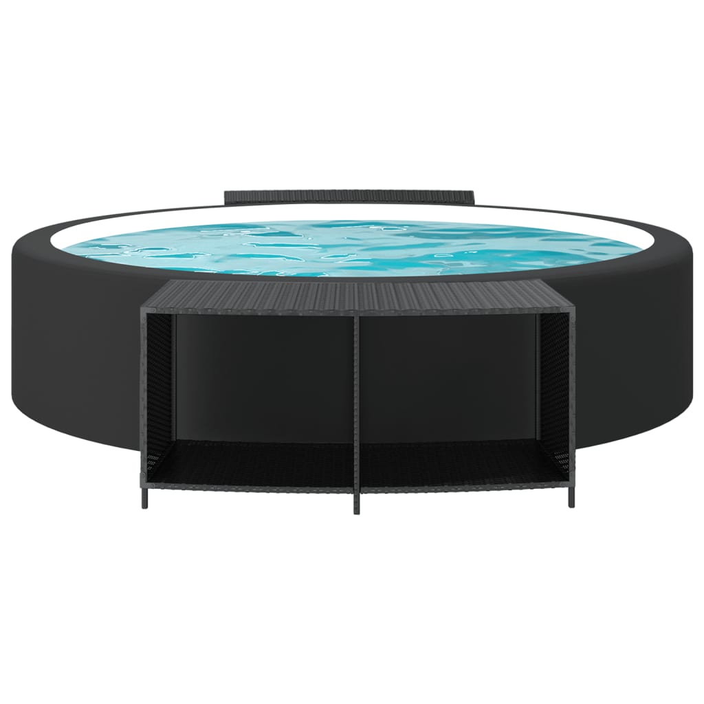 vidaXL 2 db fekete polyrattan tárolópolc - Image 3