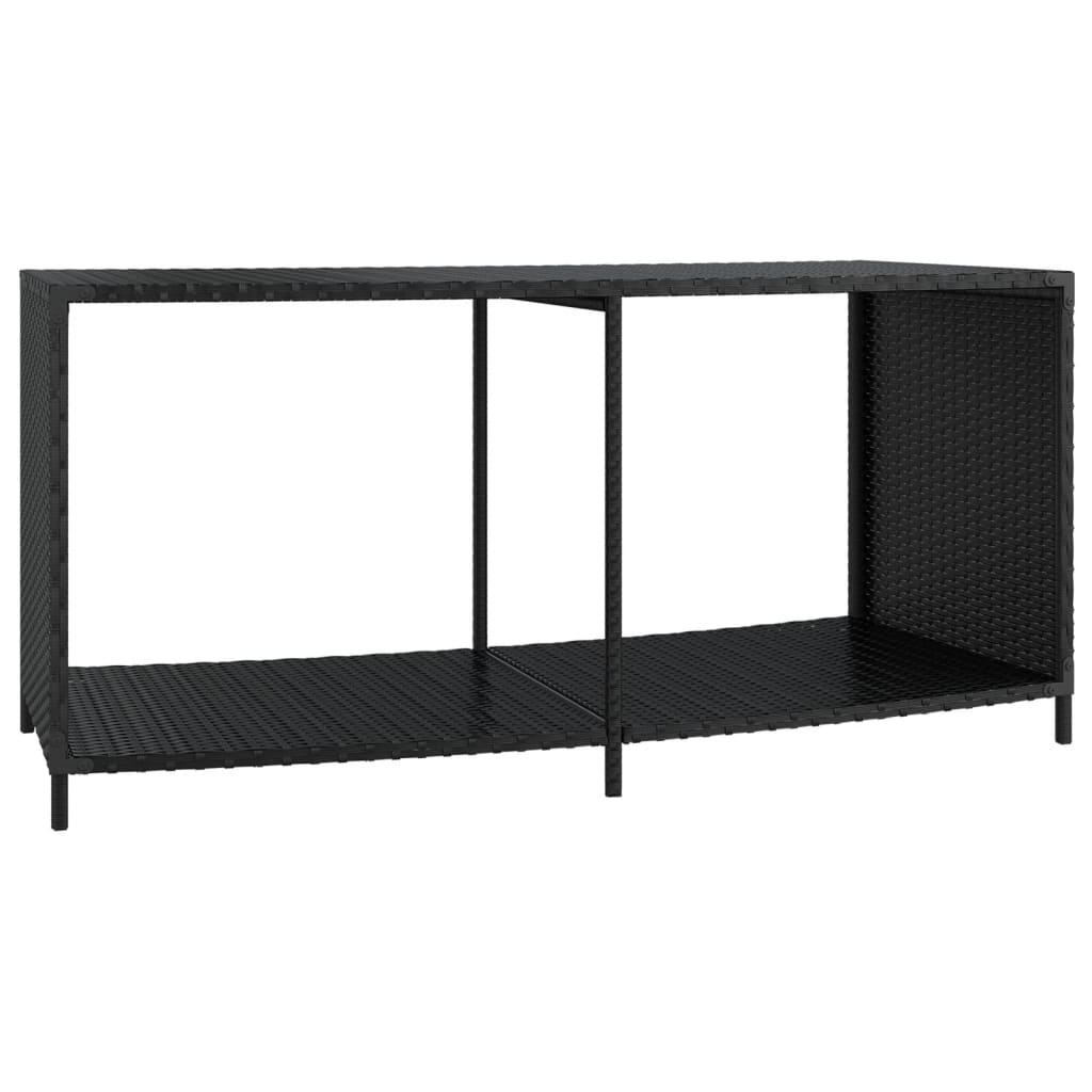 vidaXL 2 db fekete polyrattan tárolópolc - Image 4