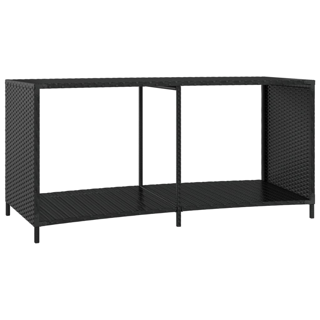 vidaXL 2 db fekete polyrattan tárolópolc - Image 7