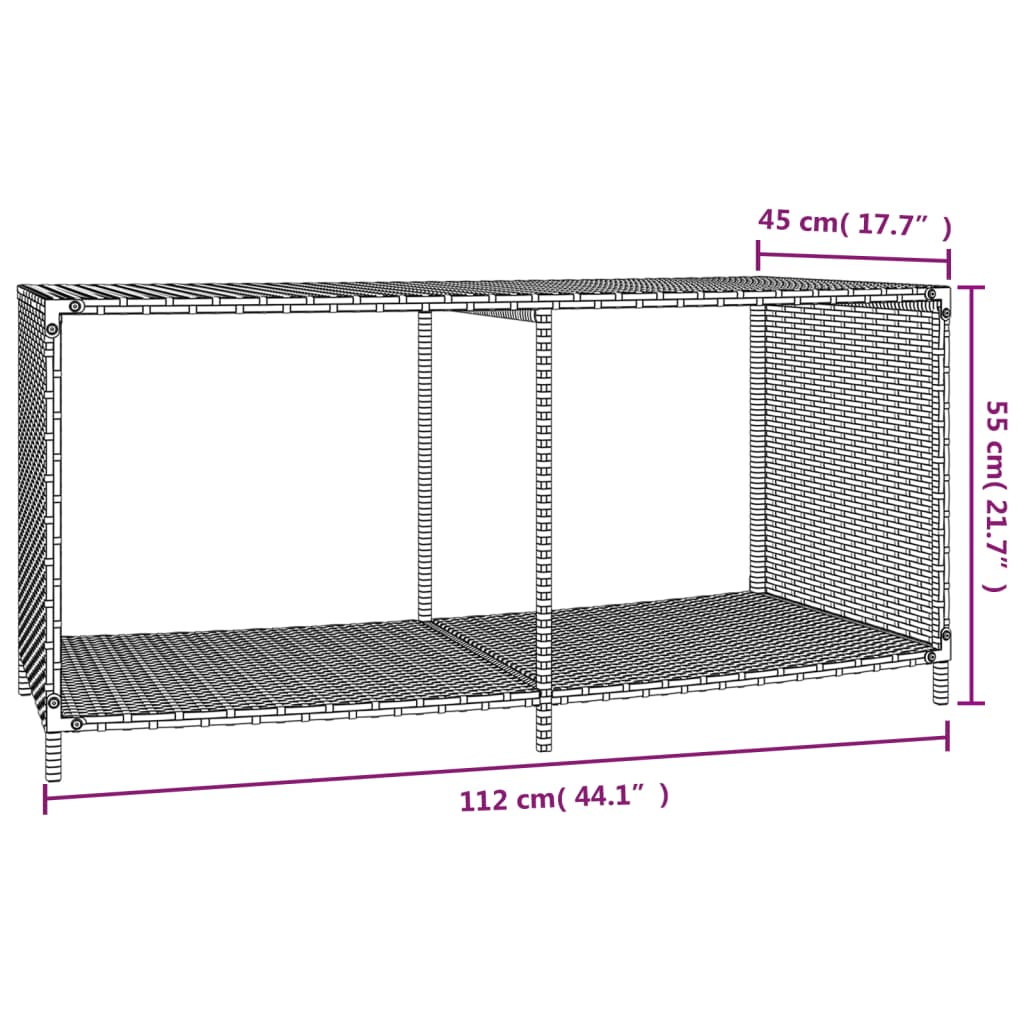 vidaXL 2 db fekete polyrattan tárolópolc - Image 9