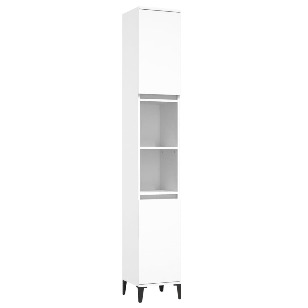 vidaXL 3 részes fehér szerelt fa fürdőszobai bútorszett - Image 6