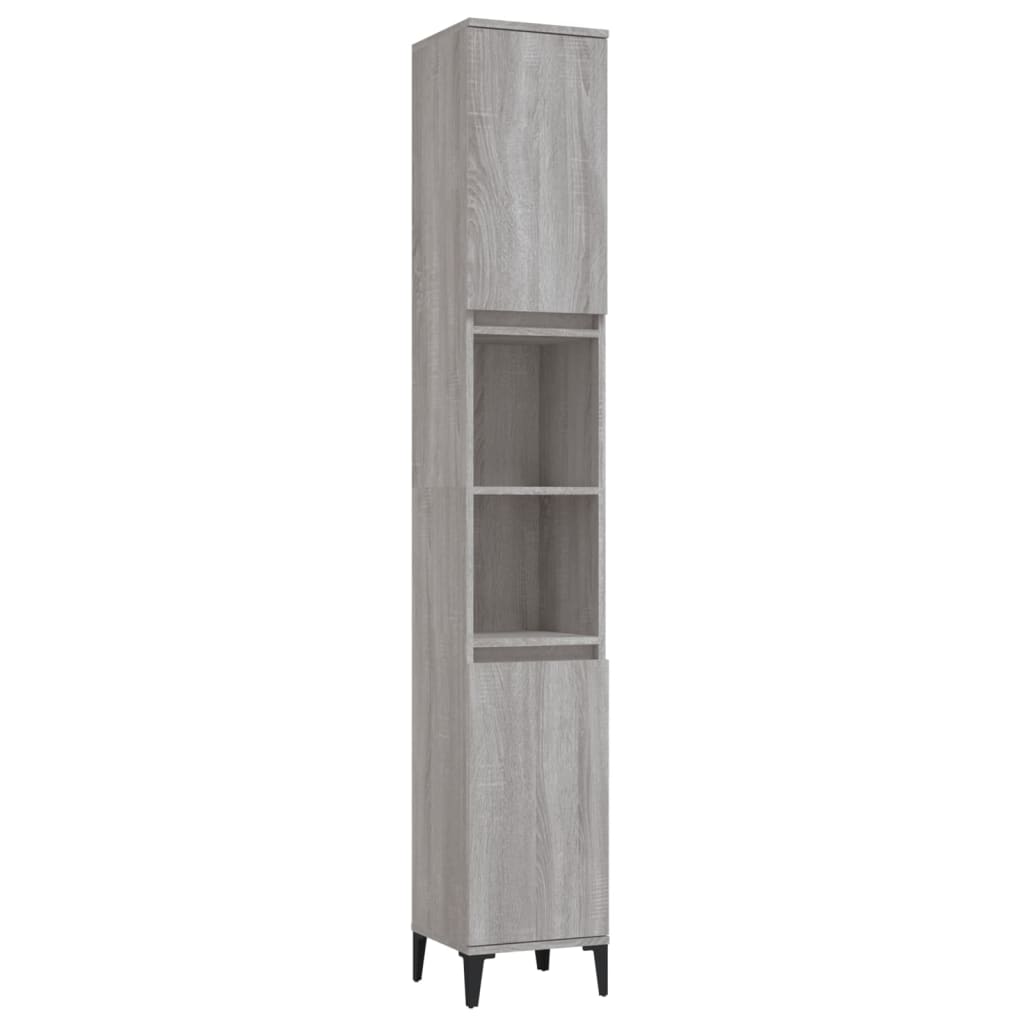 vidaXL 3 részes szürke sonoma színű szerelt fa fürdőszobai bútorszett - Image 6