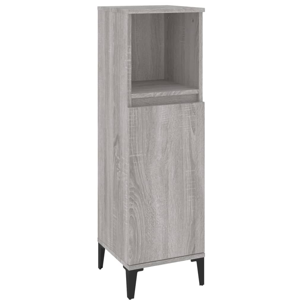 vidaXL 3 részes szürke sonoma színű szerelt fa fürdőszobai bútorszett - Image 7