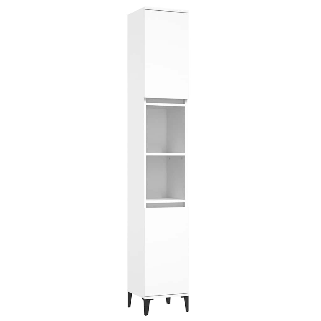 vidaXL 3 részes fehér szerelt fa fürdőszobai bútorszett - Image 6