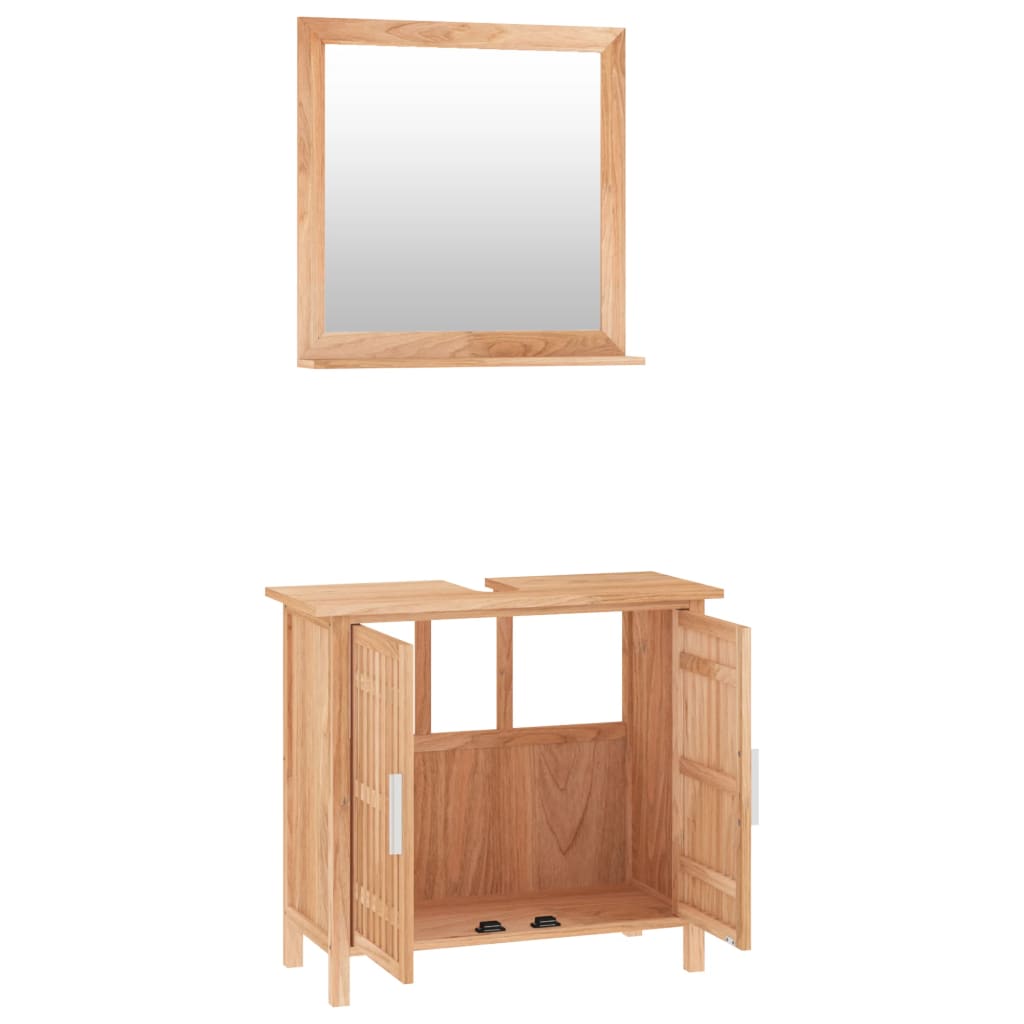 vidaXL 2 részes dióbarna tömör fa fürdőszobai bútorszett - Image 3