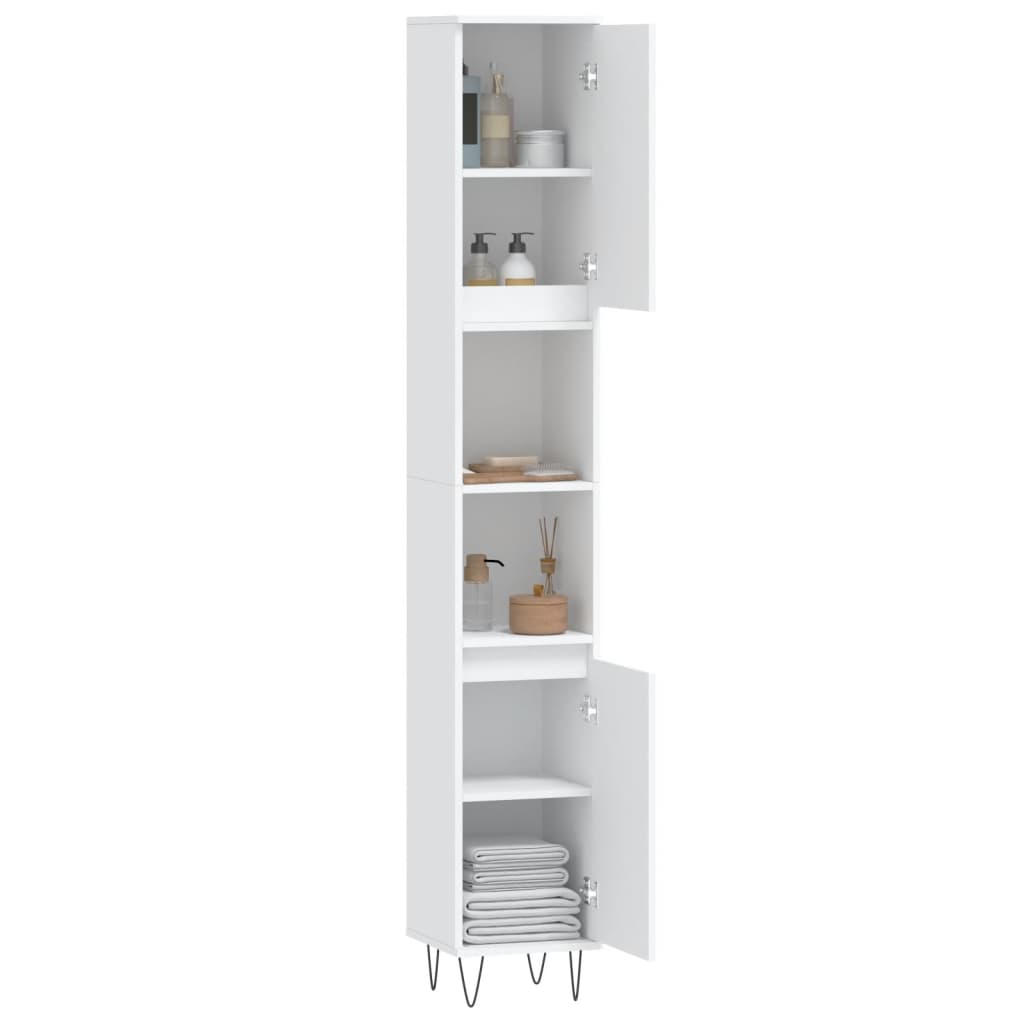 vidaXL fehér szerelt fa fürdőszobaszekrény 30 x 30 x 190 cm - Image 4