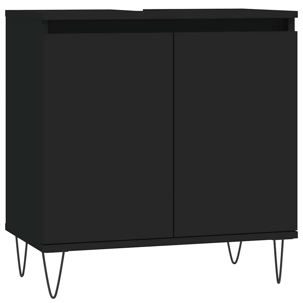 vidaXL fekete szerelt fa mosdószekrény 58x33x60 cm - Image 2