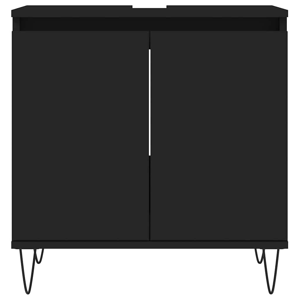 vidaXL fekete szerelt fa mosdószekrény 58x33x60 cm - Image 4