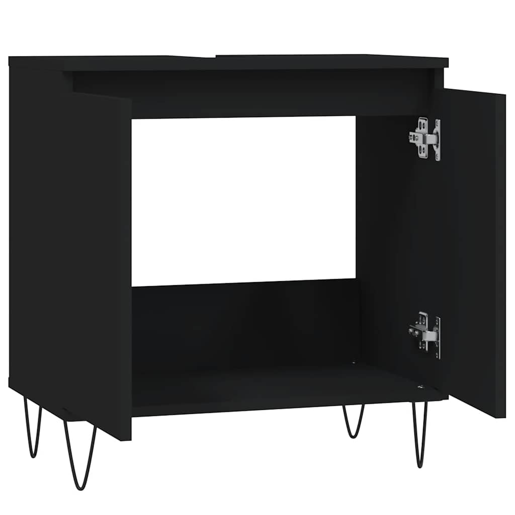 vidaXL fekete szerelt fa mosdószekrény 58x33x60 cm - Image 5
