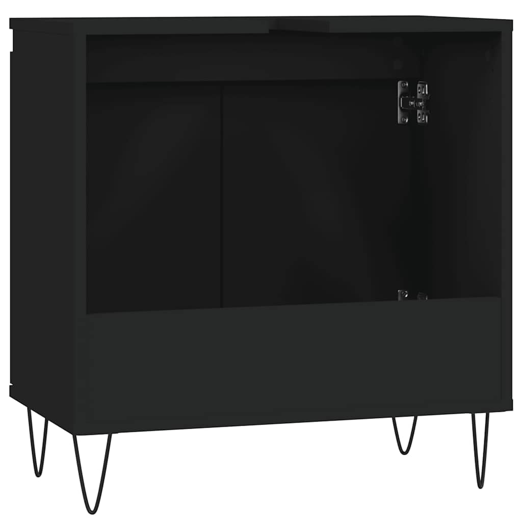 vidaXL fekete szerelt fa mosdószekrény 58x33x60 cm - Image 7