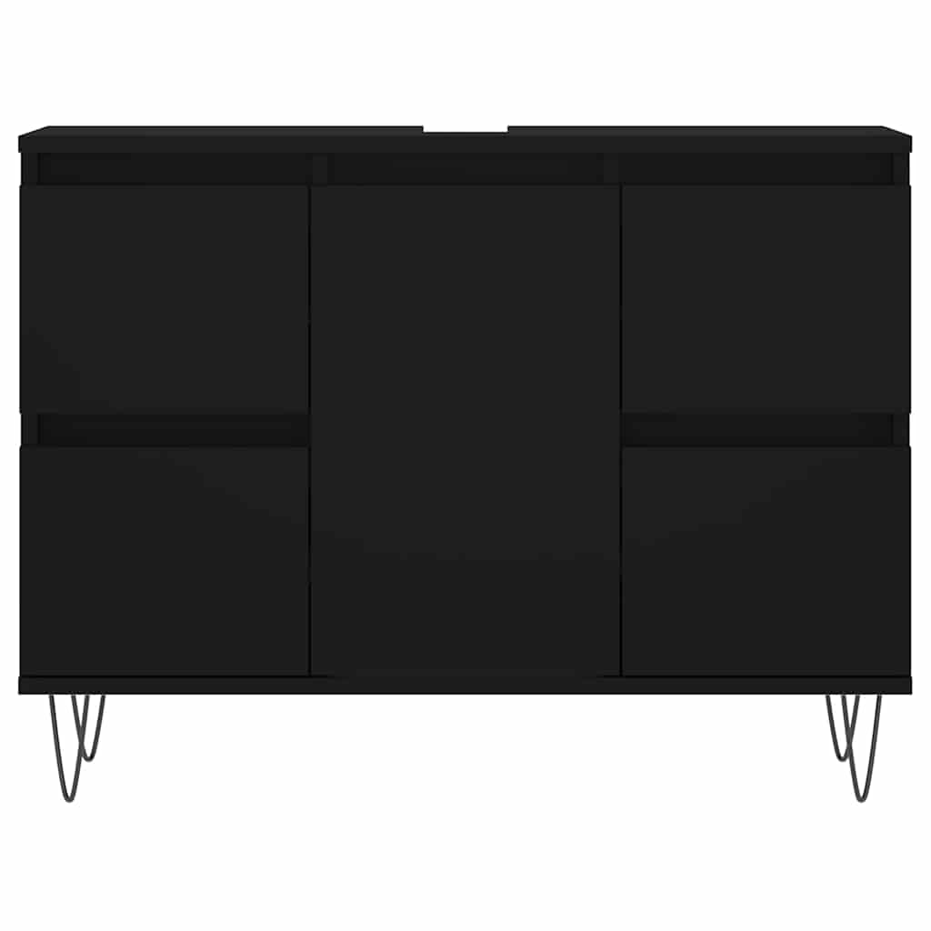 vidaXL fekete szerelt fa mosdószekrény 80 x 33 x 60 cm - Image 4